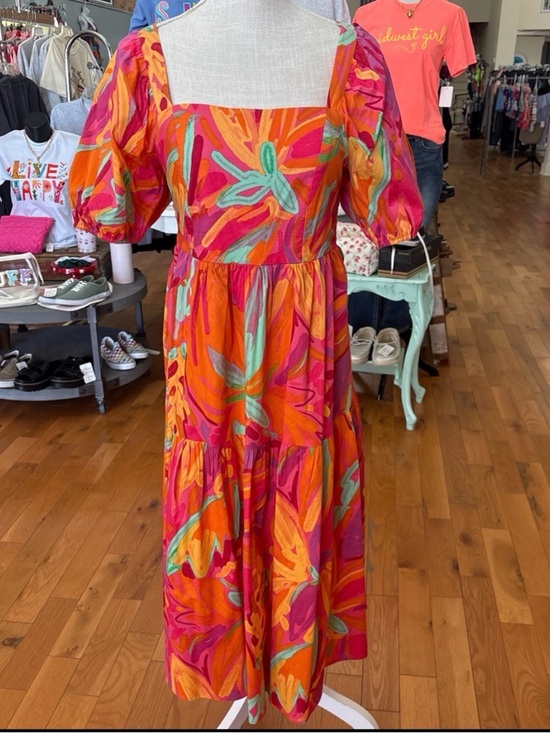 Crystal Sky Dresses & Skirts - Crystal Sky Orange Pink Floral Midi Dress Size Small